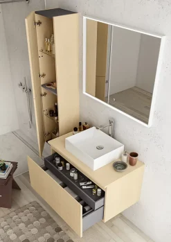 Plan de toilette plaqué chêne clair L.90 x l.51,5 x ép.2 cm, Pura+
