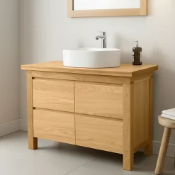 Plan de toilette plaqué chêne L.126 x P.50 cm, Cooke & Lewis Harmon