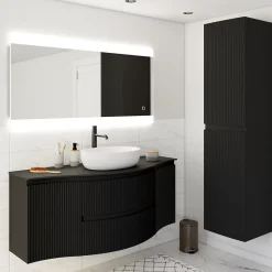 Plan de toilette pour vasque à poser version centre Vague noir mat 137,8 cm