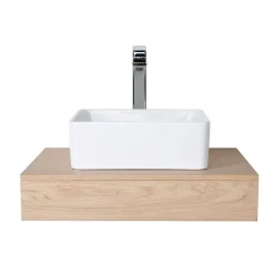 Plan de toilette suspendu pour vasque WILL - 60 cm - Ep. 12 cm - Décor Chêne