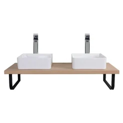 Plan de toilette suspendu pour vasque WILL - 120 cm avec équerres noires
