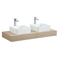 Plan de toilette suspendu pour vasque WILL - 120 cm - Ep. 12 cm - Décor Chêne