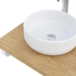 Plan de toilette 121x49x3 cm T-BATH hydrofuge placage chêne naturel avec supports chromés