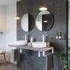 Plan de toilette 121x49x3 cm T-BATH hydrofuge placage frêne naturel avec supports blancs