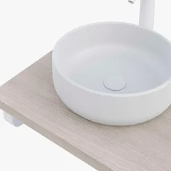 Plan de toilette 121x49x3 cm T-BATH hydrofuge placage frêne naturel avec supports blancs