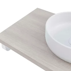 Plan de toilette 91x49x3 cm T-BATH hydrofuge placage frêne naturel avec supports blancs