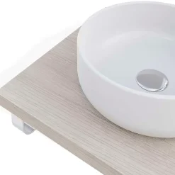 Plan de toilette 61x49x3 cm T-BATH hydrofuge placage frêne naturel avec supports chromés