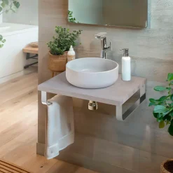 Plan de toilette 61x49x3 cm T-BATH hydrofuge placage frêne naturel