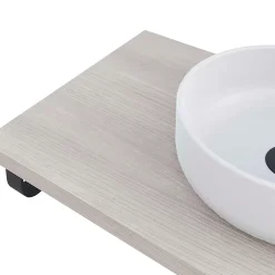 Plan de toilette 91x49x3 cm T-BATH hydrofuge placage frêne naturel avec supports noirs