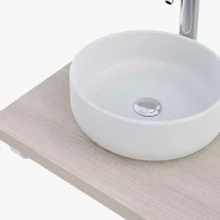 Plan de toilette 121x49x3 cm T-BATH hydrofuge placage frêne naturel avec supports chromés