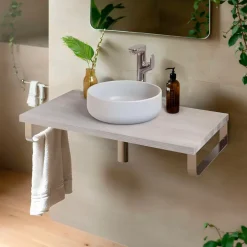 Plan de toilette 91x49x3 cm T-BATH hydrofuge placage frêne naturel