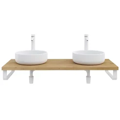 Plan de toilette 121x49x3 cm T-BATH hydrofuge placage chêne naturel avec supports blancs