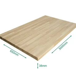 Plan de travail chêne massif lamellé collé 2000 x 800 x 26 mm