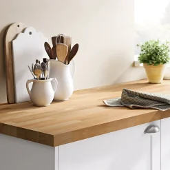 Plan de travail hêtre massif GoodHome Hinita L.260 x l.62 x Ép.4 cm