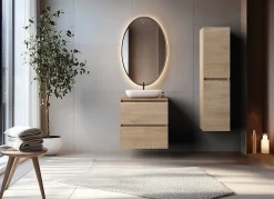 Plan de travail pour meuble de salle de bain SIMPLE en chêne clair 60 cm