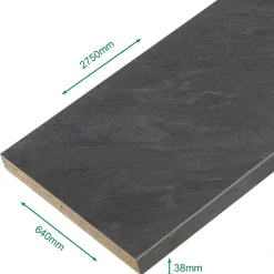Plan de travail stratifié ardoise foncé 2750 x 640 x 38 mm