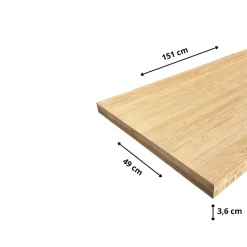 Plan de vasque Bambou Pré-Huilé bois massif, l.151 x H.49 cm, Ep.36 mm