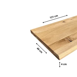 Plan de vasque Chêne Pré-Huilé bois bord naturel, l.121 x H.49 cm, Ep.40 mm
