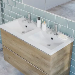 Plan double vasque blanc GoodHome Nira 100 cm