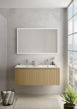 Plan double vasque blanc mat en résine l.120 cm, Pura+