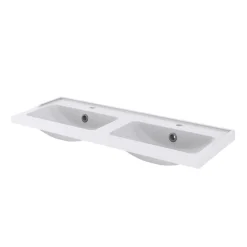 Plan double vasque blanc en céramique l.120 cm GoodHome Lana