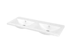Plan double vasque blanc en céramique l.120 cm GoodHome Nira