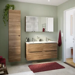 Plan double vasque blanc en céramique l.120 cm GoodHome Nira