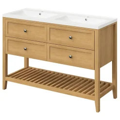 Plan double vasque blanc en céramique l.120 cm GoodHome Nira