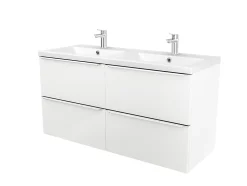 Plan double vasque blanc en céramique l.120 cm GoodHome Nira
