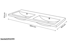 Plan double vasque blanc en céramique l.120 cm GoodHome Nira