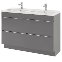 Plan double vasque blanc en céramique l.120 cm GoodHome Nira
