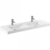 Plan double vasque céramique traditionnelle SANINDUSA rectangle fixation murale ou à poser sur plan 120x43 Vista blanc