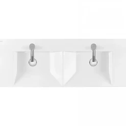 Plan double vasque céramique traditionnelle SANINDUSA rectangle fixation murale ou à poser sur plan 120x43 Vista blanc
