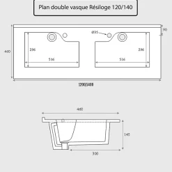 Plan double vasque design 120 cm RESILOGE