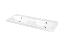 Plan double vasque en résine blanc GoodHome Mila 120 cm