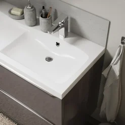 Plan double vasque en résine blanc GoodHome Mila 120 cm