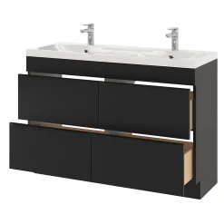 Plan double vasque en résine blanc GoodHome Mila 120 cm
