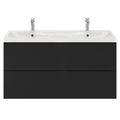 Plan double vasque en résine blanc GoodHome Mila 120 cm