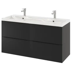 Plan double vasque en résine blanc GoodHome Mila 120 cm