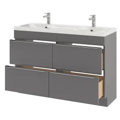 Plan double vasque en résine blanc GoodHome Mila 120 cm