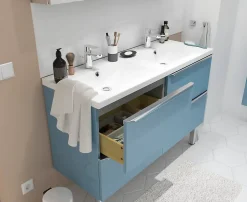 Plan double vasque en résine blanc GoodHome Mila 120 cm