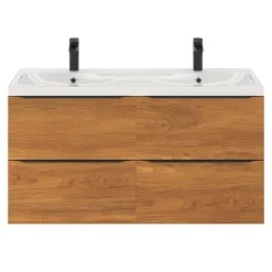 Plan double vasque en résine blanc GoodHome Mila 120 cm
