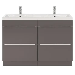 Plan double vasque en résine blanc GoodHome Mila 120 cm