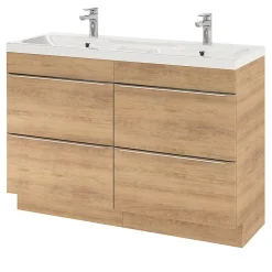 Plan double vasque en résine blanc GoodHome Mila 120 cm