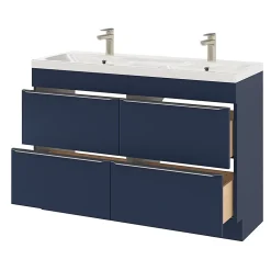Plan double vasque en résine blanc GoodHome Mila 120 cm