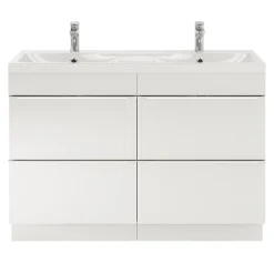 Plan double vasque en résine blanc GoodHome Mila 120 cm