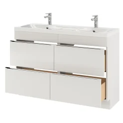 Plan double vasque en résine blanc GoodHome Mila 120 cm