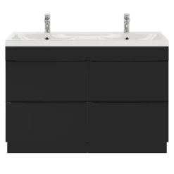 Plan double vasque en résine blanc GoodHome Mila 120 cm