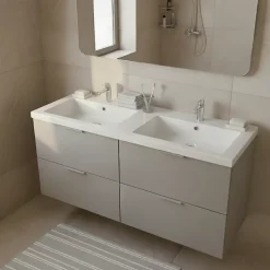 Plan double vasque en résine blanc Cooke & Lewis Belice 140 cm