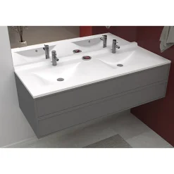 Plan double vasque en résine de synthèse RESIPLAN - 140 cm